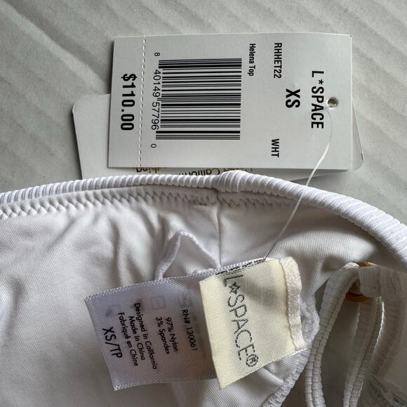 L*Space Ribbed Helena Bikini Top - White NWT Size XS - Picture 3 of 6